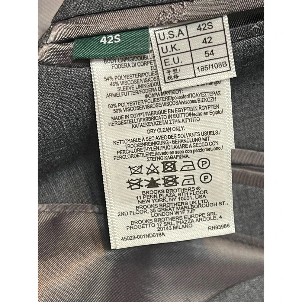 NWT B by‎ Brooks Brothers Gray Two Button Wool Blazer Jacket 42S 45023-001ND018A